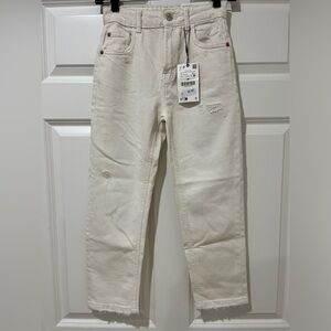 NWT Zara girls size 10 Mom Fit winter white denim
